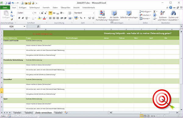 Zielplanung mit Excel
