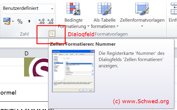 Dialogfeld Zellen formatieren